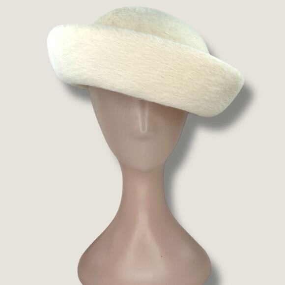 Vintage 1950s Italian Hare Fur Felt Cloche Hat Cream Joske’s Union Made main image 4